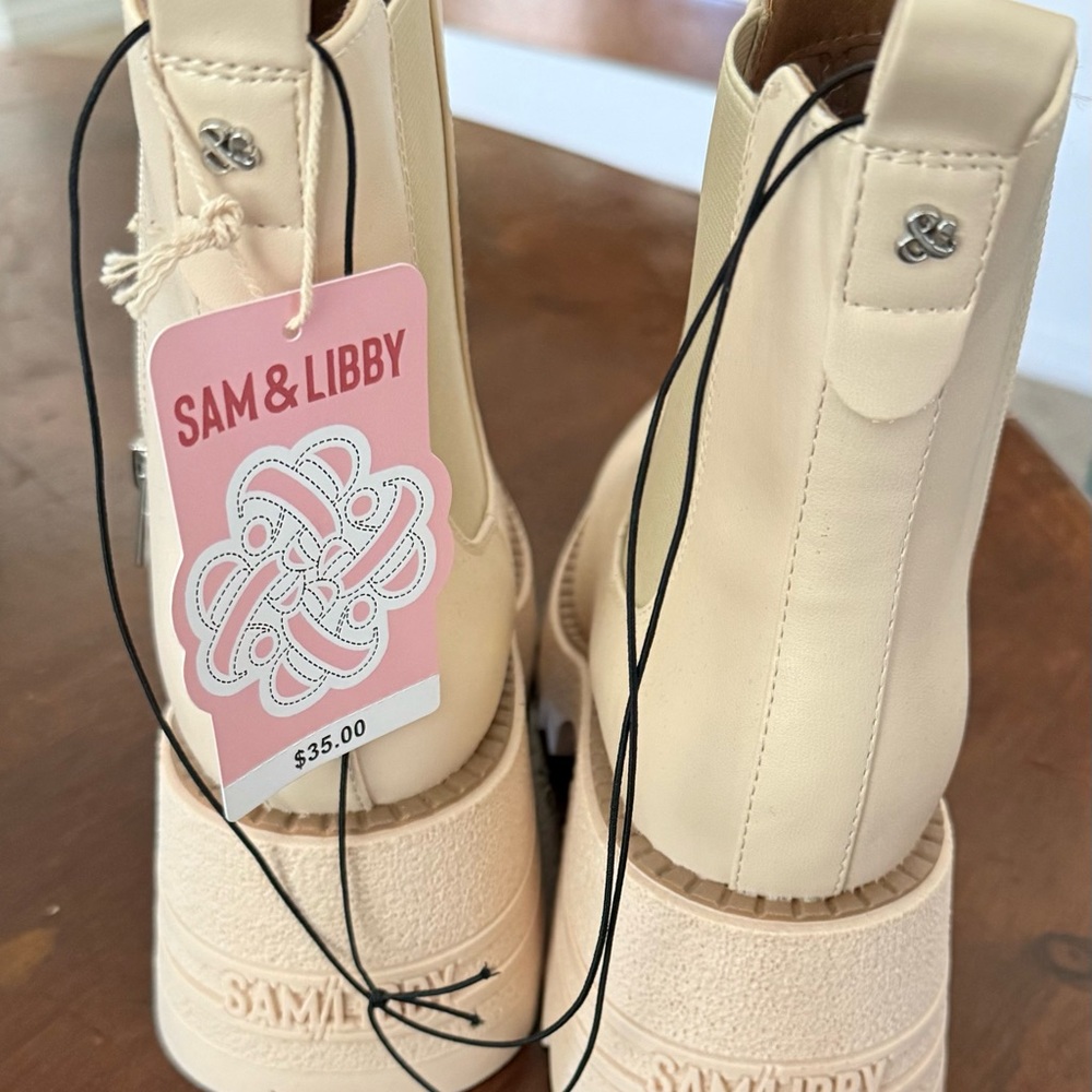 Sam & Libby Cream Ankle Boots